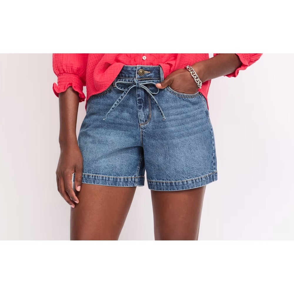 Market & Spruce Women's 5" High Rise Tie Waist Vintage Stretch Denim Shorts - 12